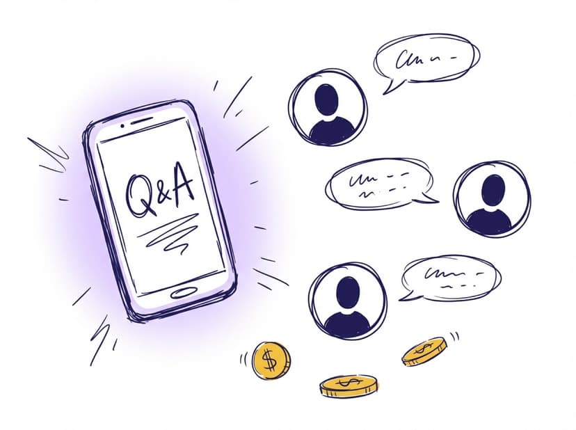 Q&A connection illustration showing phone broadcasting to audience